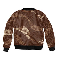 Aloha Hawaii Floral Tapa Bomber Jacket Patchwork Mocha - Polynesian Pride