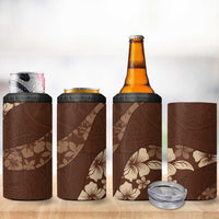 Aloha Hawaii Floral Tapa 4 in 1 Can Cooler Tumbler Patchwork Mocha - Polynesian Pride