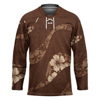 Aloha Hawaii Floral Tapa Hockey Jersey Patchwork Mocha - Polynesian Pride