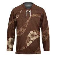 Aloha Hawaii Floral Tapa Hockey Jersey Patchwork Mocha - Polynesian Pride