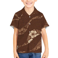 Aloha Hawaii Floral Tapa Kid Hawaiian Shirt Patchwork Mocha - Polynesian Pride