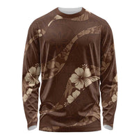 Aloha Hawaii Floral Tapa Long Sleeve Shirt Patchwork Mocha - Polynesian Pride