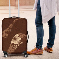 Aloha Hawaii Floral Tapa Luggage Cover Patchwork Mocha LT7 Mocha - Polynesian Pride