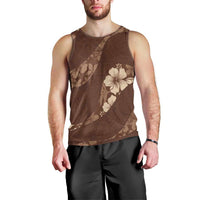 Aloha Hawaii Floral Tapa Men Tank Top Patchwork Mocha - Polynesian Pride
