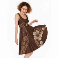 Aloha Hawaii Floral Tapa Midi Dress Patchwork Mocha - Polynesian Pride