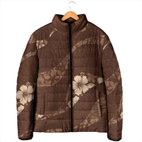 Aloha Hawaii Floral Tapa Padded Jacket Patchwork Mocha - Polynesian Pride
