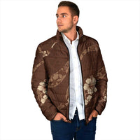 Aloha Hawaii Floral Tapa Padded Jacket Patchwork Mocha - Polynesian Pride