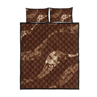 Aloha Hawaii Floral Tapa Quilt Bed Set Patchwork Mocha - Polynesian Pride