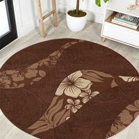 Aloha Hawaii Floral Tapa Round Carpet Patchwork Mocha - Polynesian Pride
