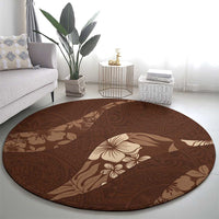 Aloha Hawaii Floral Tapa Round Carpet Patchwork Mocha - Polynesian Pride
