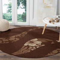 Aloha Hawaii Floral Tapa Round Carpet Patchwork Mocha - Polynesian Pride
