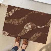 Aloha Hawaii Floral Tapa Rubber Doormat Patchwork Mocha - Polynesian Pride