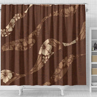 Aloha Hawaii Floral Tapa Shower Curtain Patchwork Mocha - Polynesian Pride