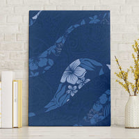 Aloha Hawaii Floral Tapa Canvas Wall Art Patchwork Navy - Polynesian Pride