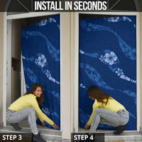 Aloha Hawaii Floral Tapa Door Cover Patchwork Navy - Polynesian Pride