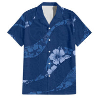 Aloha Hawaii Floral Tapa Family Matching Puletasi and Hawaiian Shirt Patchwork Navy - Polynesian Pride