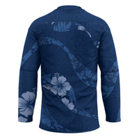 Aloha Hawaii Floral Tapa Hockey Jersey Patchwork Navy - Polynesian Pride