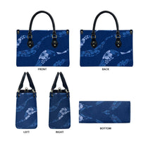 Aloha Hawaii Floral Tapa Leather Bag Patchwork Navy - Polynesian Pride