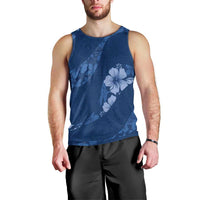 Aloha Hawaii Floral Tapa Men Tank Top Patchwork Navy - Polynesian Pride
