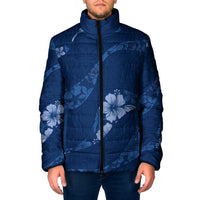 Aloha Hawaii Floral Tapa Padded Jacket Patchwork Navy - Polynesian Pride