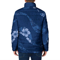 Aloha Hawaii Floral Tapa Padded Jacket Patchwork Navy - Polynesian Pride