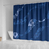 Aloha Hawaii Floral Tapa Shower Curtain Patchwork Navy - Polynesian Pride
