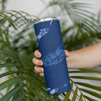Aloha Hawaii Floral Tapa Skinny Tumbler Patchwork Navy - Polynesian Pride