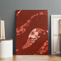 Aloha Hawaii Floral Tapa Canvas Wall Art Patchwork Crimson - Polynesian Pride