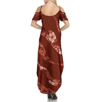 Aloha Hawaii Floral Tapa Family Matching Summer Maxi Dress and Hawaiian Shirt Patchwork Crimson - Polynesian Pride