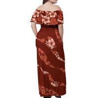Aloha Hawaii Floral Tapa Off Shoulder Maxi Dress Patchwork Crimson - Polynesian Pride