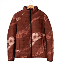 Aloha Hawaii Floral Tapa Padded Jacket Patchwork Crimson - Polynesian Pride