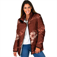 Aloha Hawaii Floral Tapa Padded Jacket Patchwork Crimson - Polynesian Pride