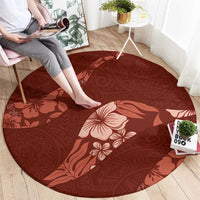 Aloha Hawaii Floral Tapa Round Carpet Patchwork Crimson - Polynesian Pride