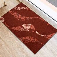 Aloha Hawaii Floral Tapa Rubber Doormat Patchwork Crimson - Polynesian Pride