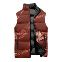 Aloha Hawaii Floral Tapa Sleeveless Puffer Jacket Patchwork Crimson - Polynesian Pride