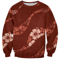 Aloha Hawaii Floral Tapa Sweatshirt Patchwork Crimson - Polynesian Pride