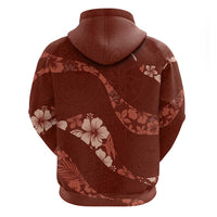 Aloha Hawaii Floral Tapa Zip Hoodie Patchwork Crimson - Polynesian Pride