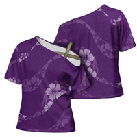 Aloha Hawaii Floral Tapa Cross Shoulder Shirt Patchwork Violet - Polynesian Pride