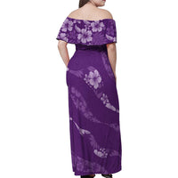 Aloha Hawaii Floral Tapa Family Matching Off Shoulder Maxi Dress and Hawaiian Shirt Patchwork Violet - Polynesian Pride