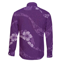Aloha Hawaii Floral Tapa Family Matching Puletasi and Hawaiian Shirt Patchwork Violet - Polynesian Pride