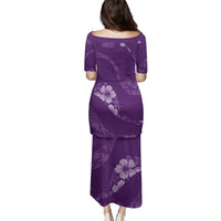 Aloha Hawaii Floral Tapa Family Matching Puletasi and Hawaiian Shirt Patchwork Violet - Polynesian Pride