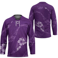 Aloha Hawaii Floral Tapa Hockey Jersey Patchwork Violet LT7 - Polynesian Pride