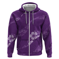 Aloha Hawaii Floral Tapa Hoodie Patchwork Violet - Polynesian Pride