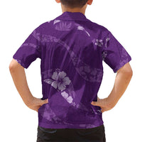 Aloha Hawaii Floral Tapa Kid Hawaiian Shirt Patchwork Violet LT7 - Polynesian Pride