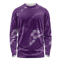 Aloha Hawaii Floral Tapa Long Sleeve Shirt Patchwork Violet - Polynesian Pride