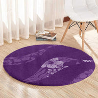 Aloha Hawaii Floral Tapa Round Carpet Patchwork Violet - Polynesian Pride