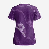 Aloha Hawaii Floral Tapa Scrub Top Patchwork Violet - Polynesian Pride