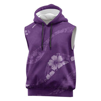 Aloha Hawaii Floral Tapa Sleeveless Hoodie Patchwork Violet - Polynesian Pride