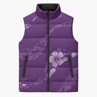 Aloha Hawaii Floral Tapa Sleeveless Puffer Jacket Patchwork Violet - Polynesian Pride