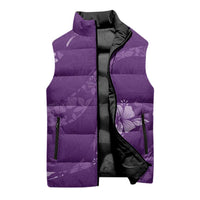 Aloha Hawaii Floral Tapa Sleeveless Puffer Jacket Patchwork Violet - Polynesian Pride